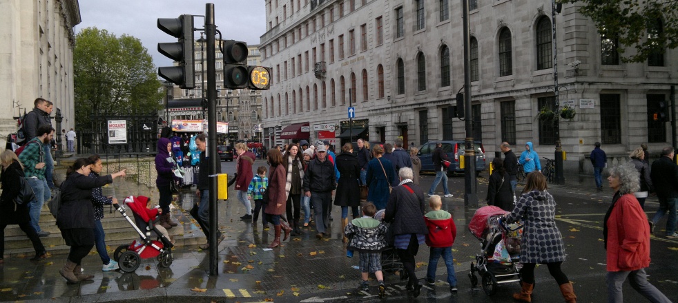 Pedestrian countdown signal (PCATS) busy street