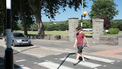 Zebra crossing with man