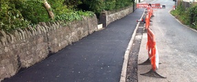 Recently widened footway