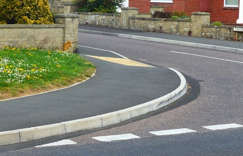 Footway recently built adjacent to a road