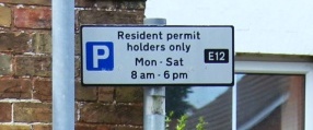 Parking restriction example - resident parking bay